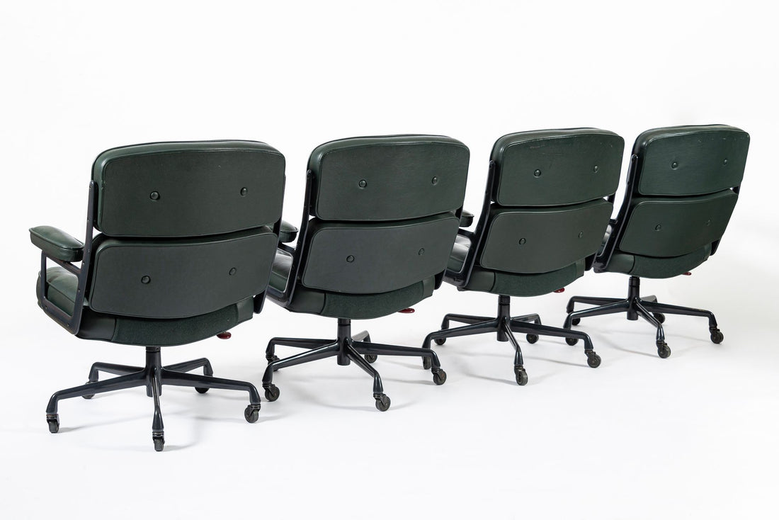 Time Life Green Leather Office Chairs by Eames for Herman Miller, 1996 Set of 4