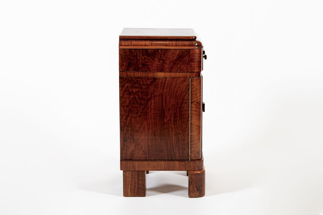 Antique Art Deco Small Wood Side Cabinet or Nightstand 1940s