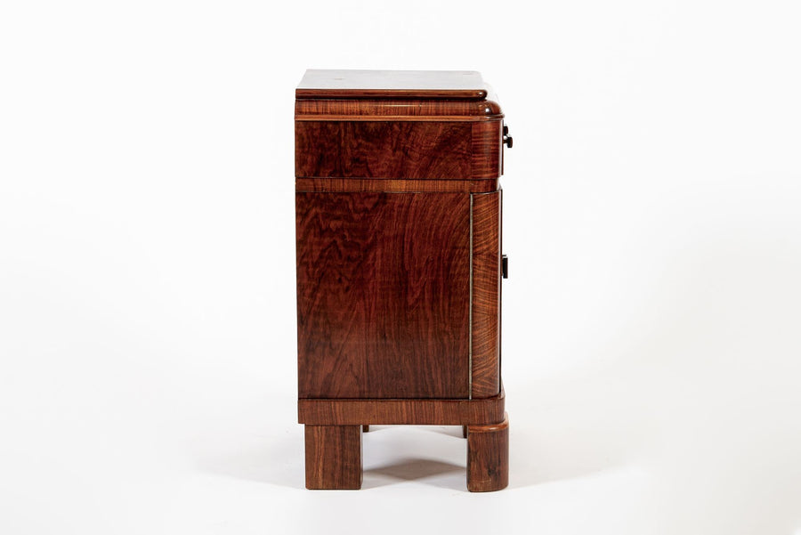 Antique Art Deco Small Wood Side Cabinet or Nightstand 1940s