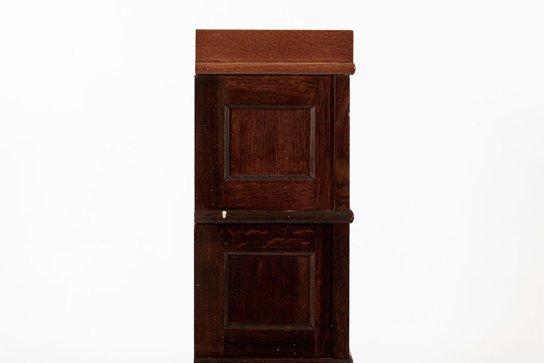 Antique American Three Shelf Barrister Bookcase Cabinet in Tiger Oak