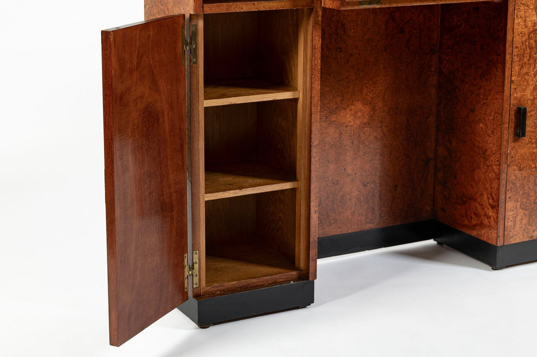 American Art Deco Birdseye Maple Vanity Cabinet or Dressing Table, Circa 1930