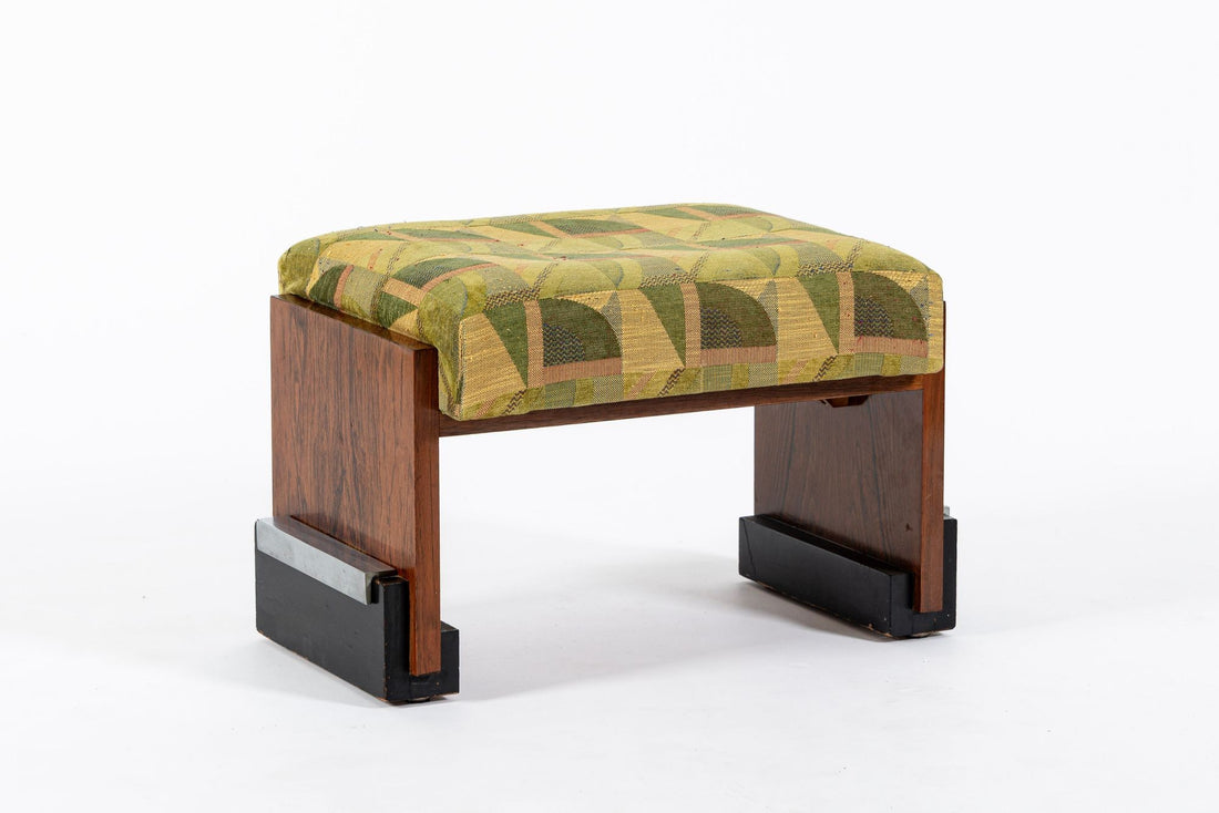 Antique Art Deco Wood Vanity Mirror & Stool by Donald Deskey for Widdicomb 1930s