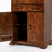 Antique French Art Deco Elm Wood Bar Cabinet 1930s