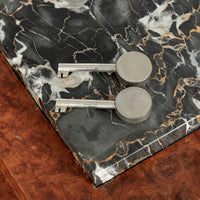 French Art Deco Amboyna Burl Sideboard or Bar Cabinet with Marble Top, Circa 1930