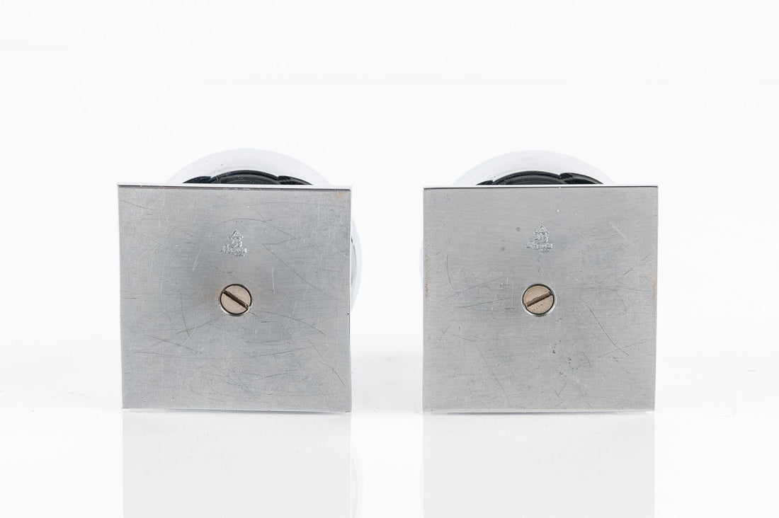 Art Deco Chrome and Cobalt Blue Candleholders by Walter von Nessen for Chase, 1930s