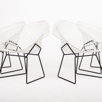 Mid Century White & Black Diamond Wire Chair by Bertoia for Knoll