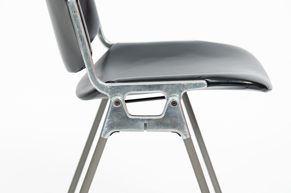 Six Mid Century Italian DSC 106 Leather Stacking Chairs by Giancarlo Piretti for Castelli, 1980s
