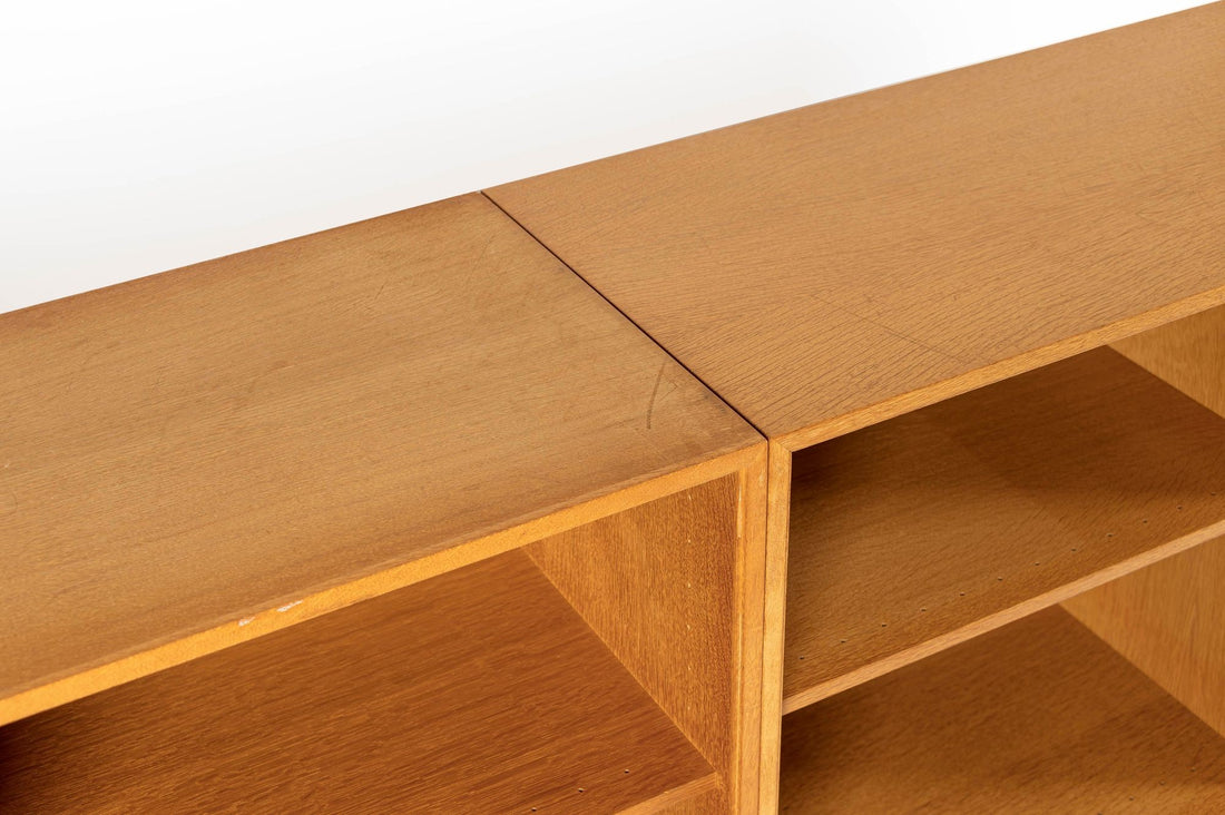 Danish Modern Oak Modular Wall Unit, Mid Century Bookcase Display Cabinet