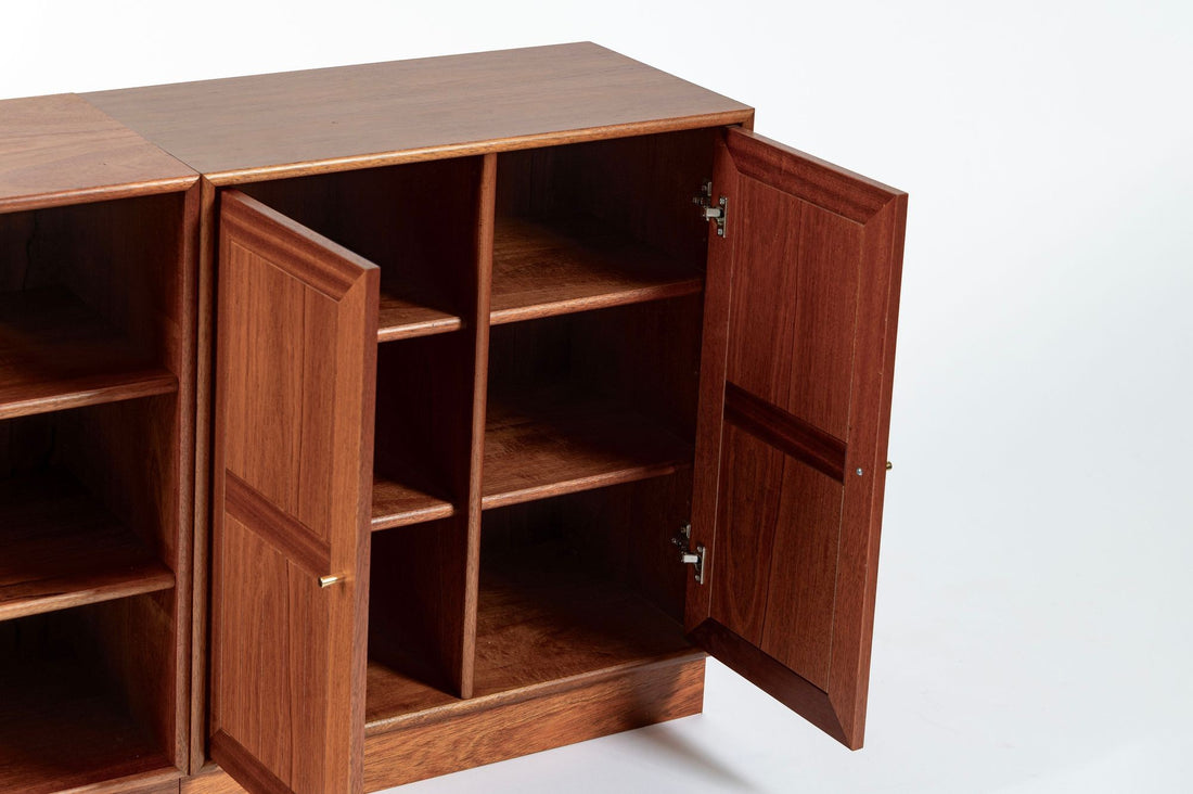 Danish Modern Modular Bookshelf Cabinet System in Teak Wood
