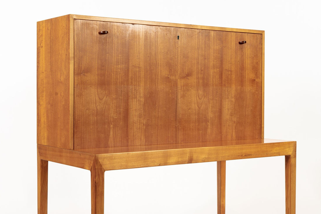 Exceptional Mid Century Danish Drop-Front Secretary Desk & Wall Shelf by Ditzel