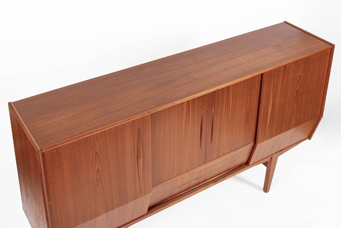 Mid-Century Danish Modern Teak High Sideboard or Bar Cabinet 1960s