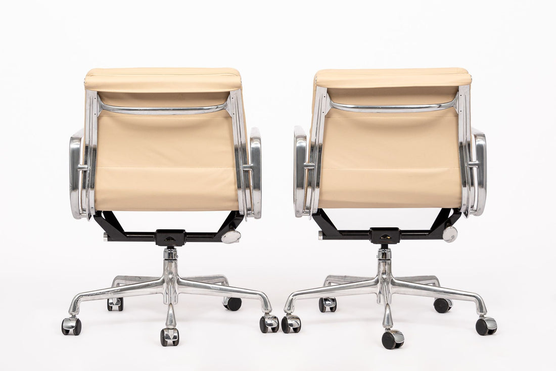 Eames for Herman Miller Cream Leather Office Chair Pair 2000s