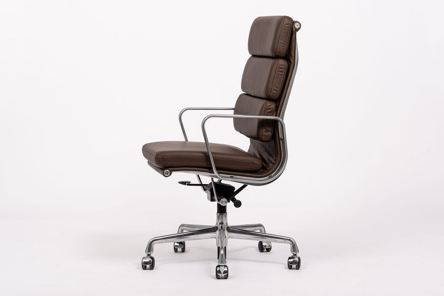 Herman Miller Eames Tall Dark Brown Leather Desk Chair Soft Pad