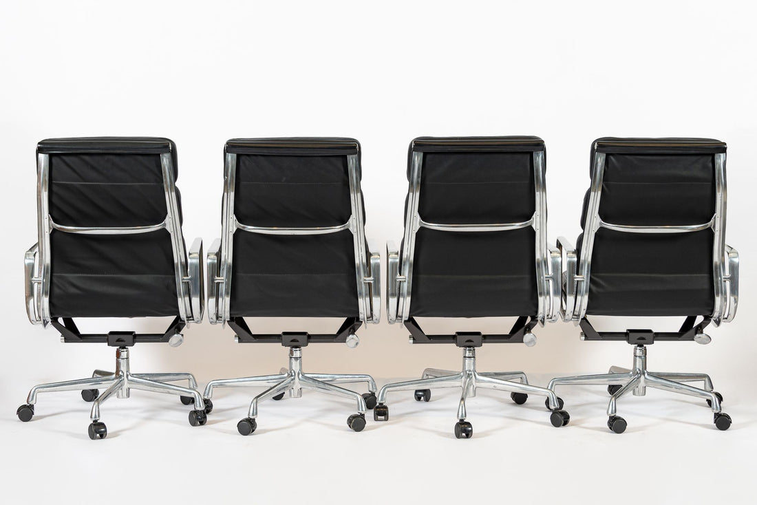 Authentic Eames Herman Miller Tall Black Leather Office Chairs 2001
