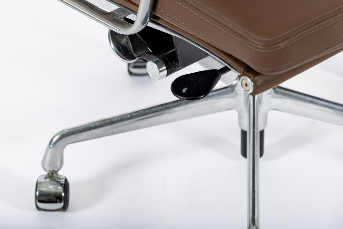 Eames for Herman Miller Tall Brown Leather Desk Chair Soft Pad