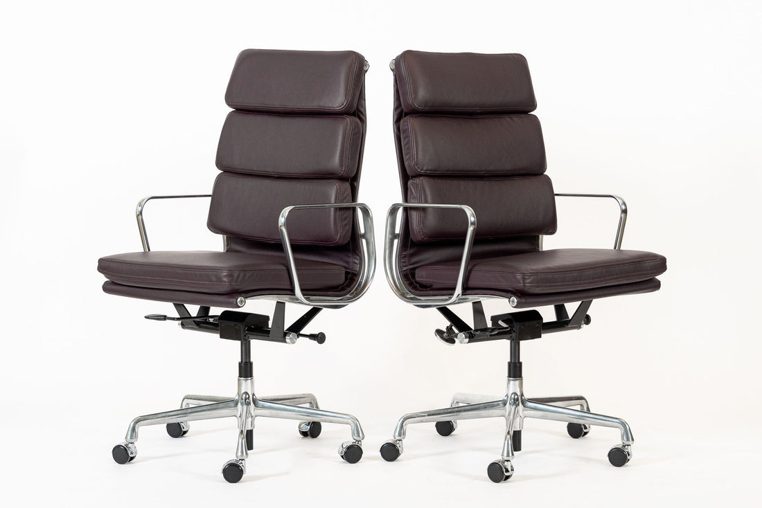 Eames for Herman Miller Tall Dark Purple Desk Chairs Set of 2