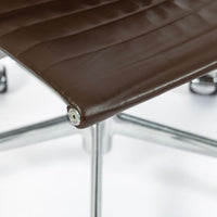 Eames Herman Miller Aluminum Group Thin Pad Brown Leather Office Chair, 2008