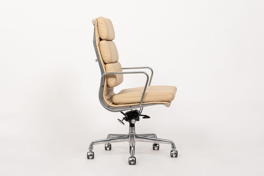 Eames Herman Miller Tall Cream Leather Office Chair Aluminum Group