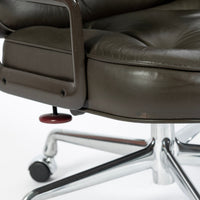 Eames Time Life Executive Lobby Chair for Herman Miller, Dark Gray Leather Office Desk Chair, 1988