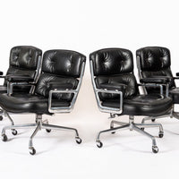 Eames for Herman Miller Time Life Black Leather Office Chairs, 1980s - Set of 4