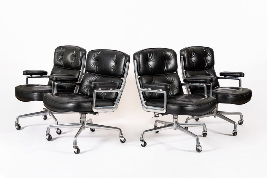 Eames for Herman Miller Time Life Black Leather Office Chairs 1980s