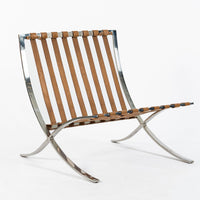 Mid Century Brown Leather Barcelona Chair by Mies van der Rohe for Knoll, 1983