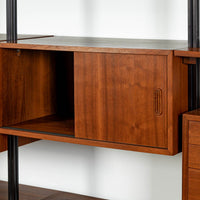 Early Production George Nelson OMNI Three-Bay Modular Walnut Wall Unit by Structural Products, Circa 1961