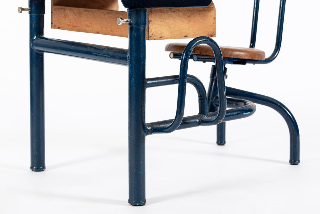 Vintage Antique Wood & Metal Child’s School Desk and Chair in the Style of Jean Prouvé