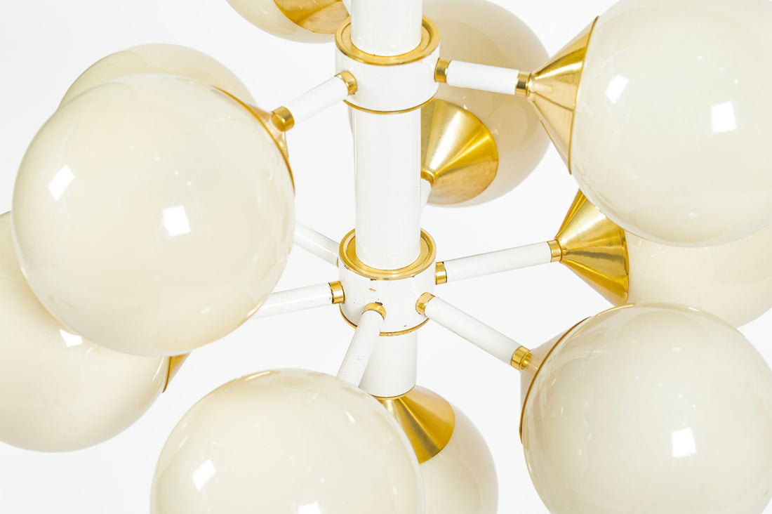Pair of Mid-Century Modern Sputnik Chandeliers by Szarvasi, Hungary 1970s, 3x Avail