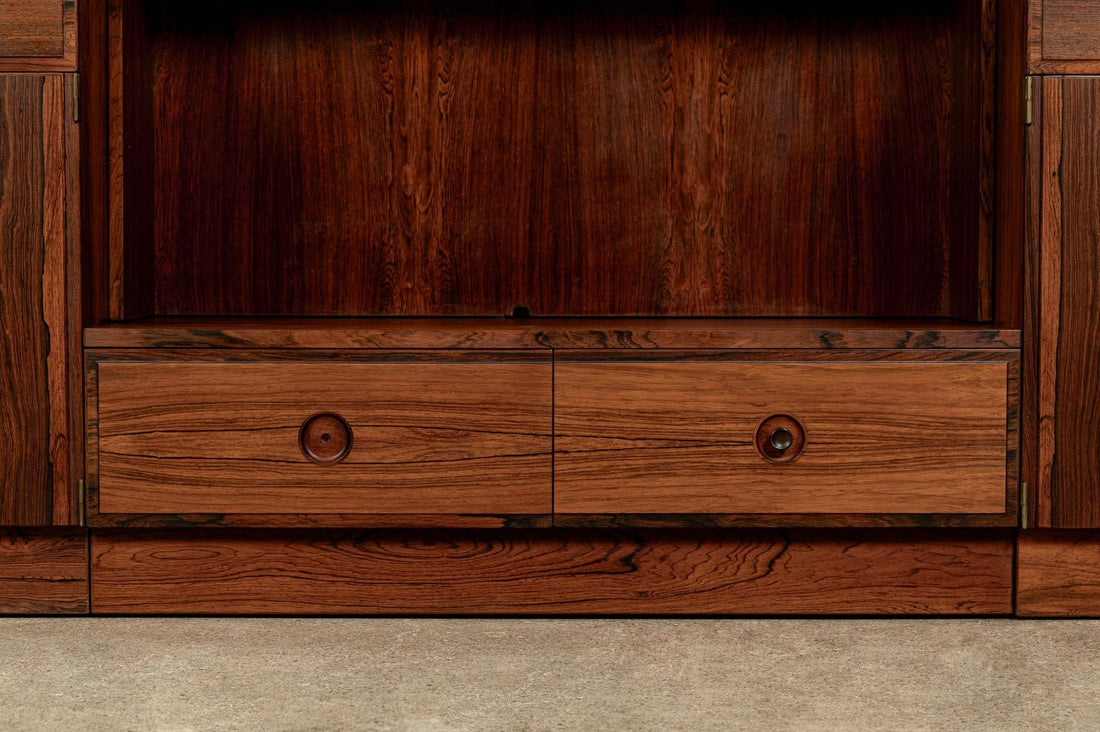 Mid-Century Swedish Rosewood Bookcase Dropdown Wall Unit by Bertil Fridhagen for Bodafors, 1960s
