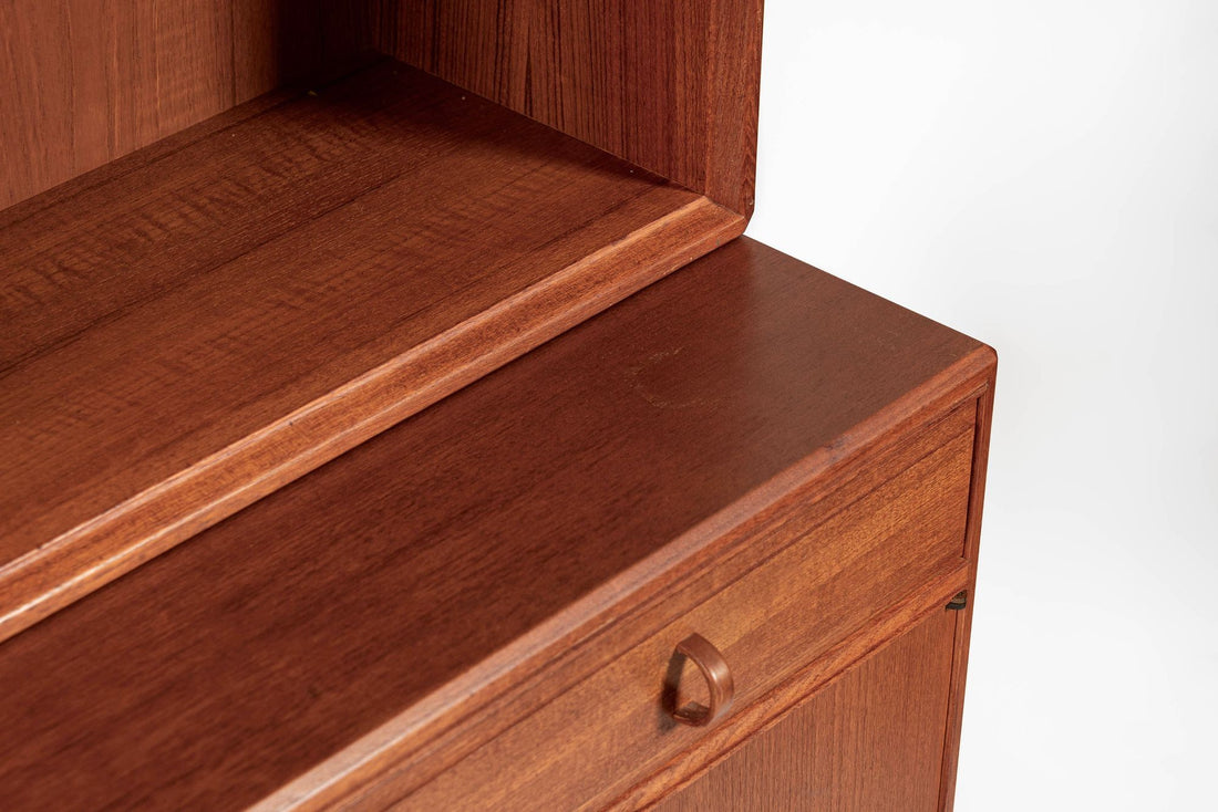 Large Mid Century Swedish Teak Wood Bookshelf Wall Unit by Bodafors