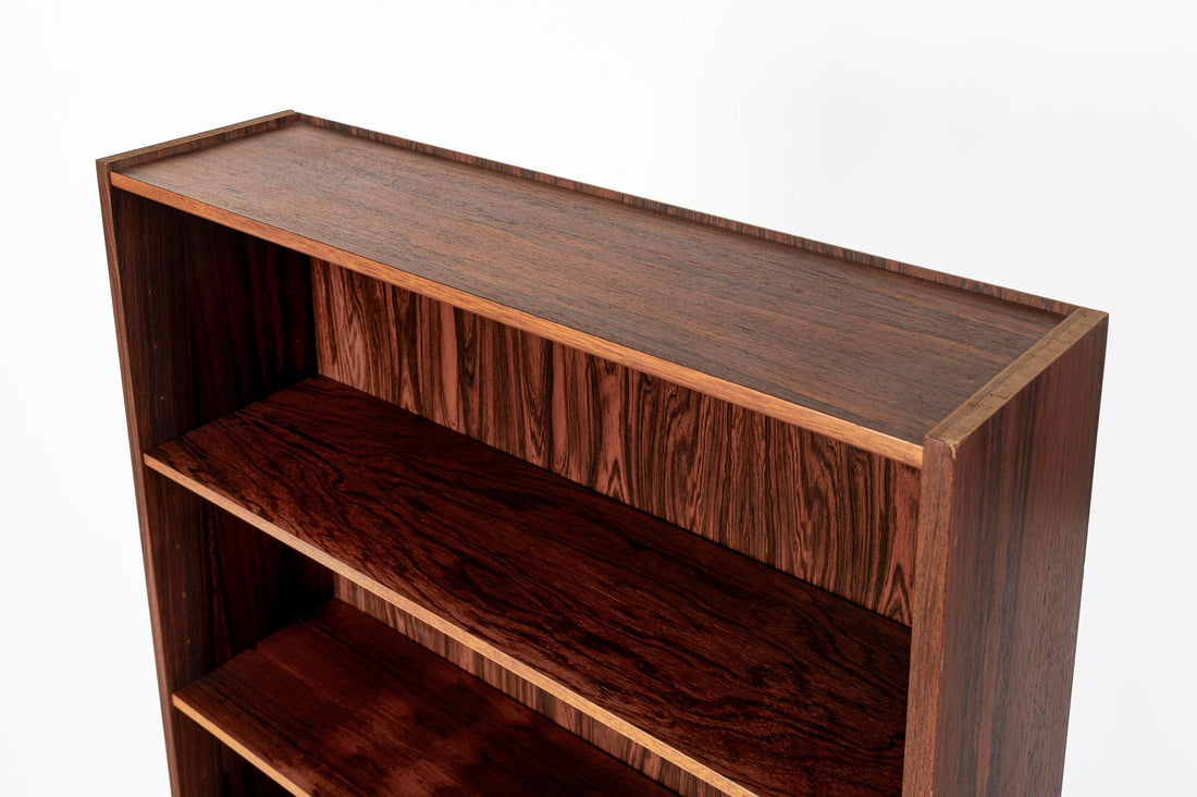 Mid Century Rosewood Bookcase, Scandinavian Tall Display Shelf, 3 Avail