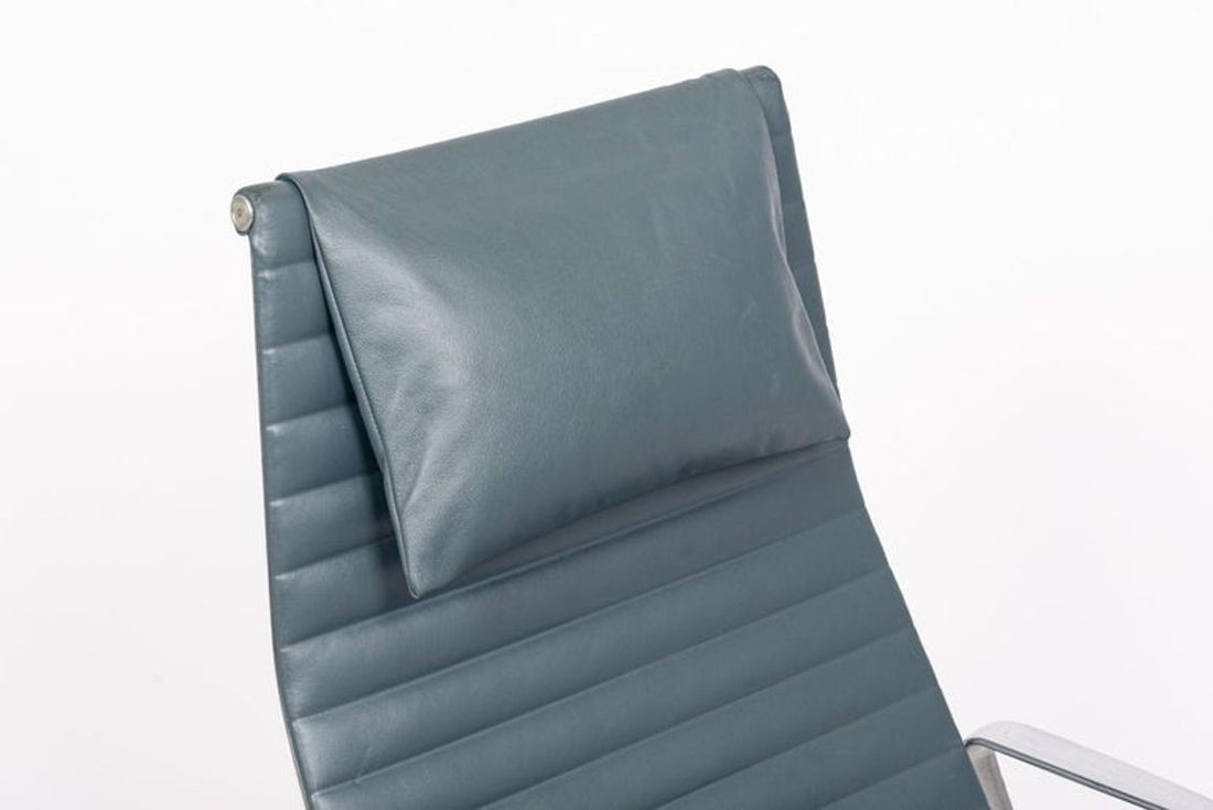 Eames Blue Gray Leather Office Lounge Chair for Herman Miller - 2 Available