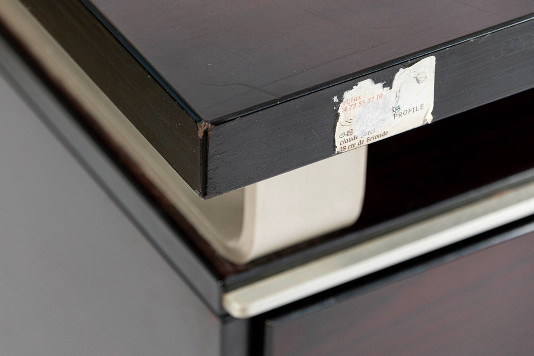 Postmodern Italian Rosewood and Metal Writing Desk by Abbondinterni, 1970s