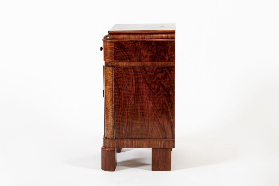 Antique Art Deco Small Wood Side Cabinet or Nightstand 1940s