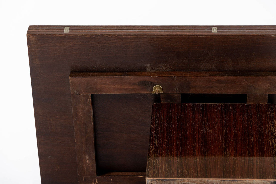 Antique French Art Deco Folding Wood Coffee Table by Francisque Chaleyssin (Attr) 1930s