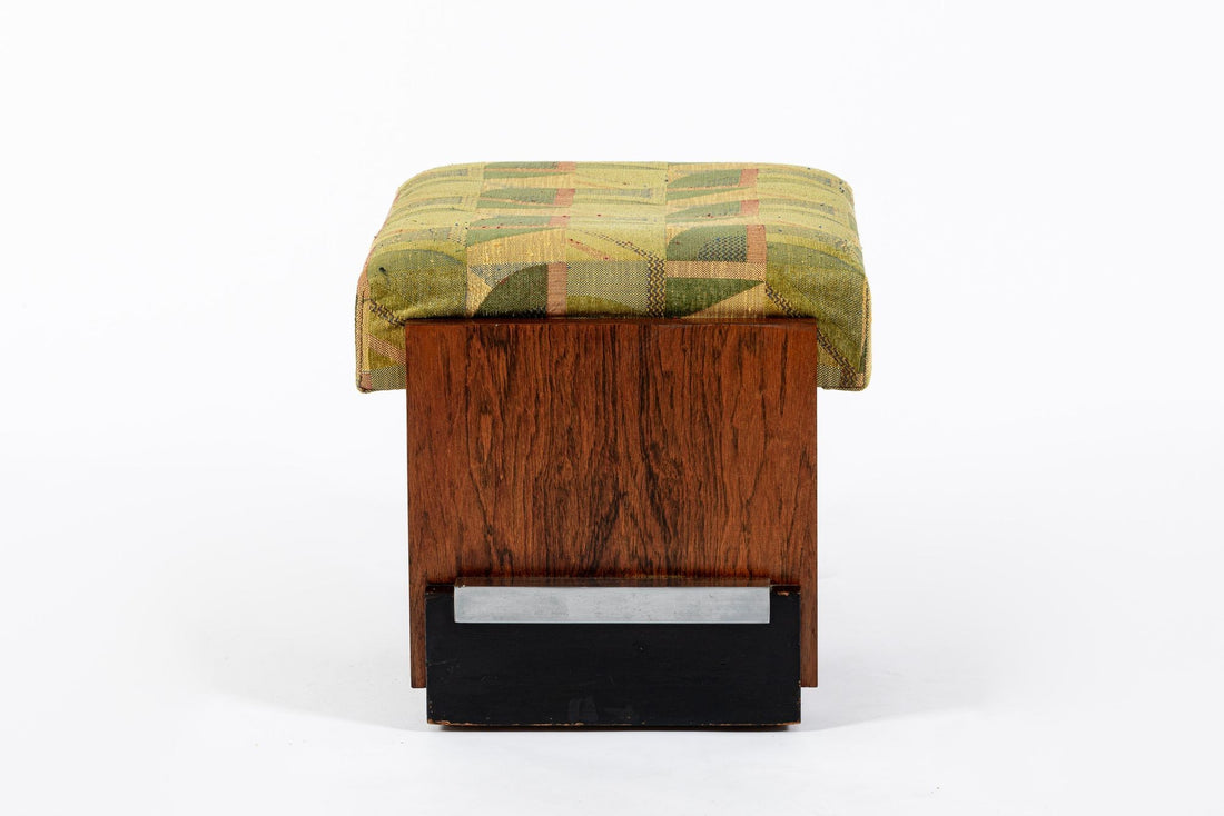 Antique Art Deco Wood Vanity Mirror & Stool by Donald Deskey for Widdicomb 1930s