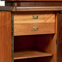Art Deco Figured Walnut Sideboard Buffet or Bar Cabinet with Vitrine, circa 1930