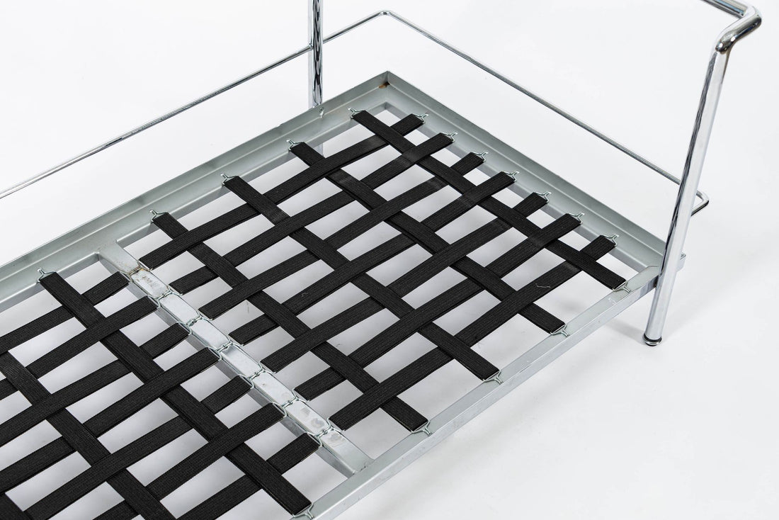 Authentic Cassina LC2 Black Leather Two-Seat Sofa by Le Corbusier 1994