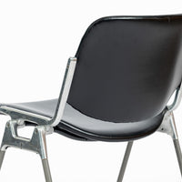 Six Mid Century Italian DSC 106 Leather Stacking Chairs by Giancarlo Piretti for Castelli, 1980s