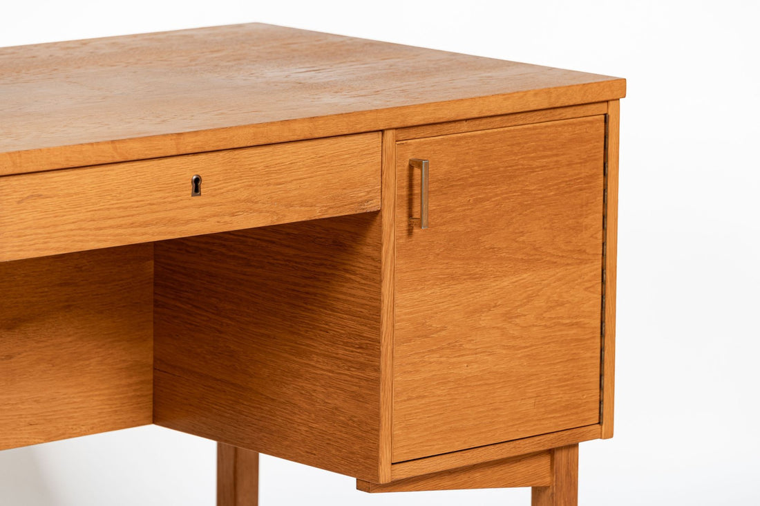 Mid Century Danish Modern Oak Wood Writing Desk 1960s