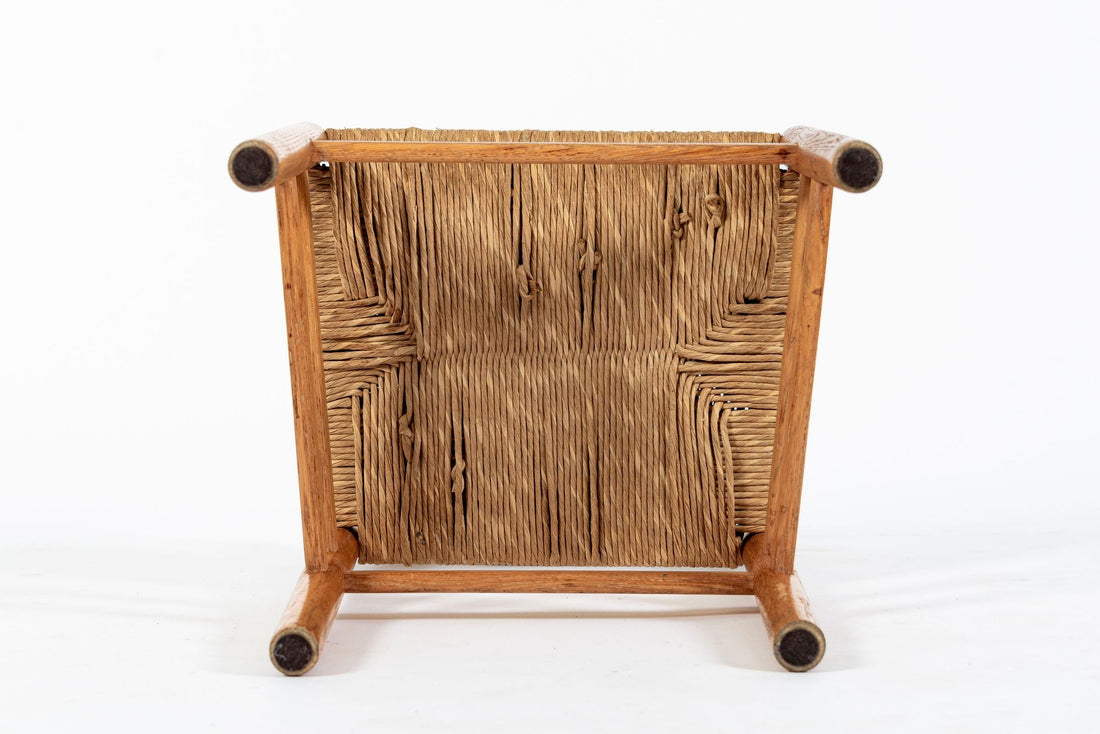 Mid Century Dutch Oak Wood and Rush Chairs by Johan van Heuvel