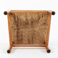 Mid Century Dutch Oak Wood and Rush Chairs by Johan van Heuvel