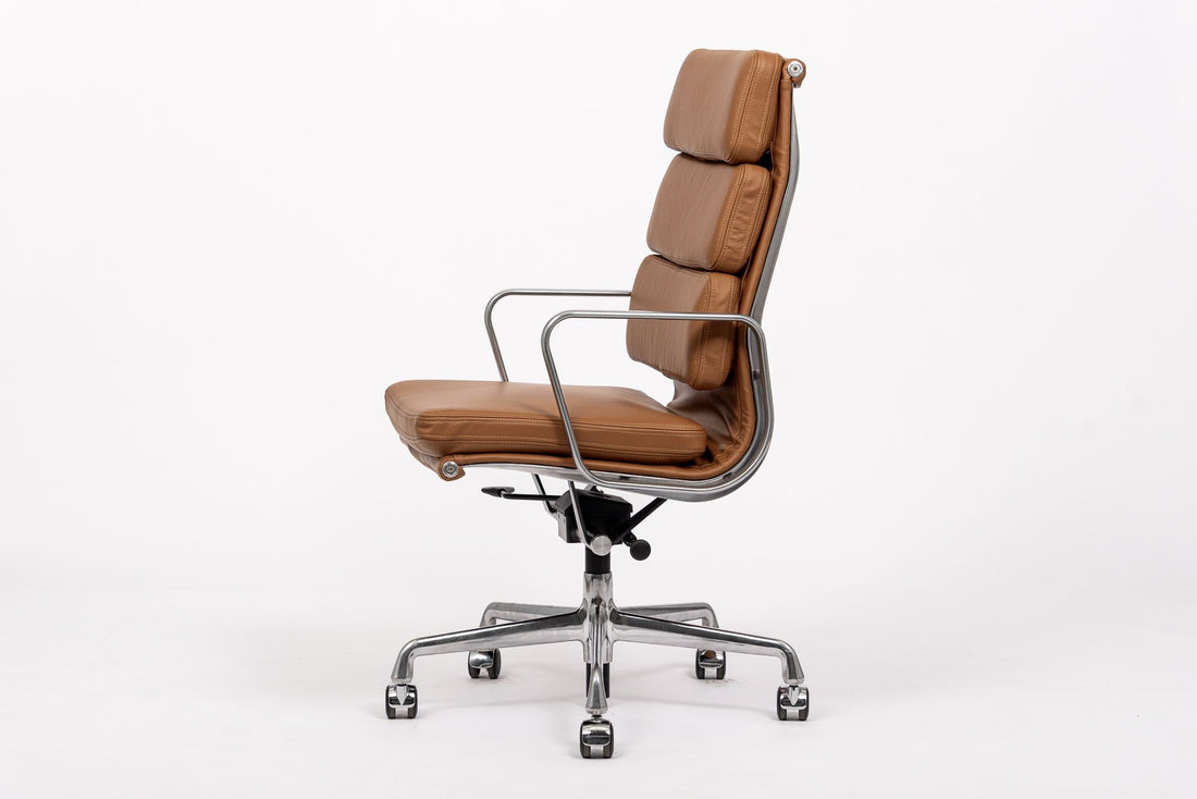 Herman Miller Eames Tall Brown Leather Desk Chair Soft Pad