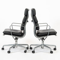 Authentic Eames Herman Miller Tall Black Leather Office Chairs, 2001 - Set of 4