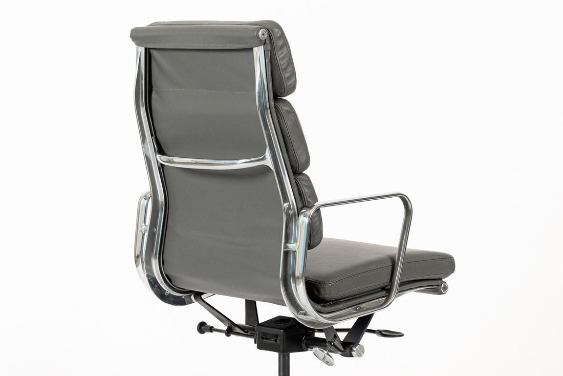 Herman Miller Eames Aluminum Group Tall Gray Leather Office Chair Soft Pad