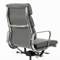 Herman Miller Eames Aluminum Group Tall Gray Leather Office Chair Soft Pad