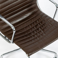 Eames Herman Miller Brown Leather Aluminum Group Thin Pad Desk Chair, 2008