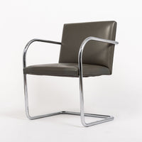 Mid Century Gray Leather Brno Chairs by Mies van der Rohe for Knoll