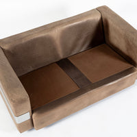 Mid Century German Distressed Brown Leather Sofa in the Style of Robert Haussmann